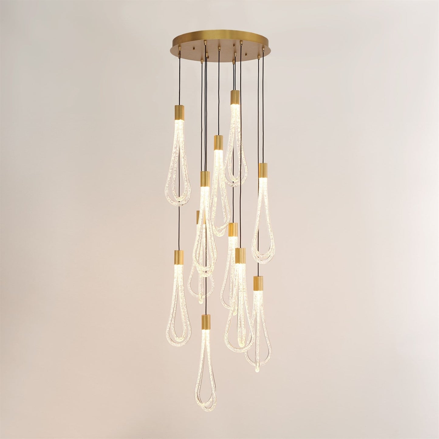 22-Light Satin Brass Raindrop Chandelier