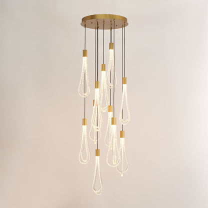 22-Light Satin Brass Raindrop Chandelier