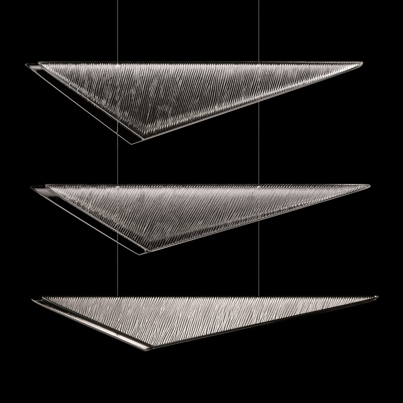 58-Inch Textured Glass Rectangular Pendant Light / Silver / Amber Linear