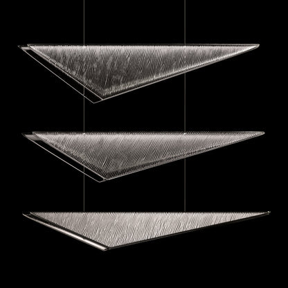 58-Inch Textured Glass Rectangular Pendant Light / Silver / Amber Linear