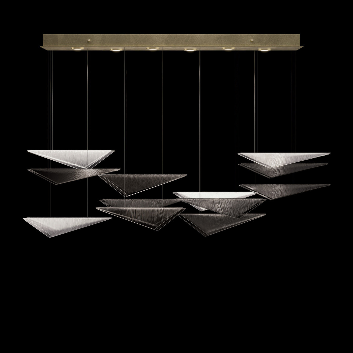 58-Inch Textured Glass Rectangular Pendant Light