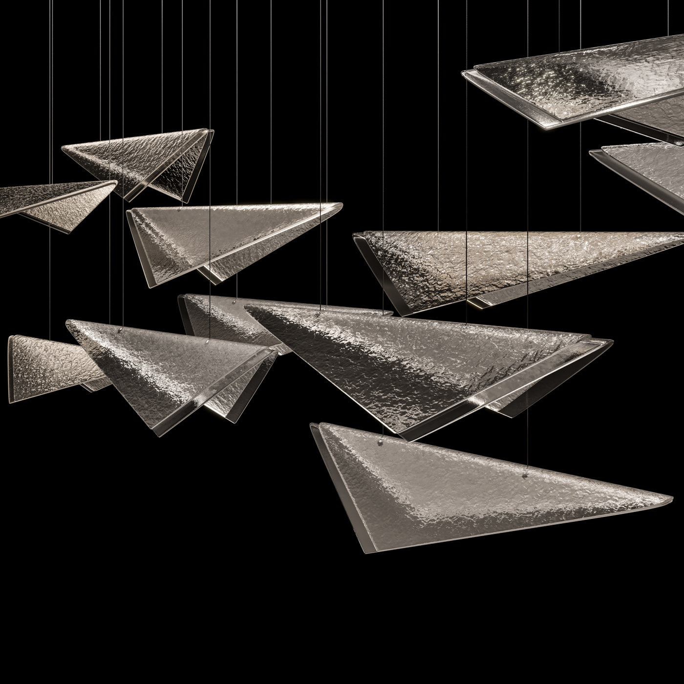 58-Inch Textured Glass Rectangular Pendant Light