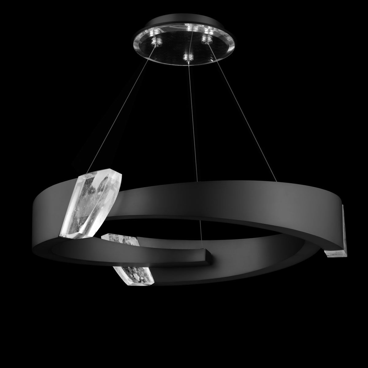 Black Metal Crystal LED Pendant Light / Black