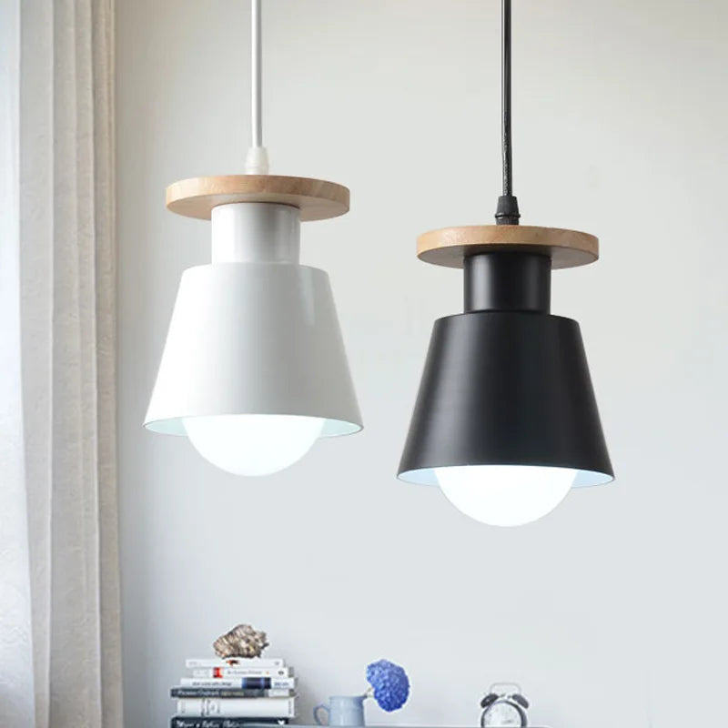 Iron LED Pendant Light in Black or White / Light Source Not Included / Long Brush Holder Black