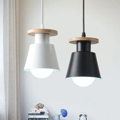 Iron LED Pendant Light in Black or White / Light Source Not Included / Long Brush Holder Black