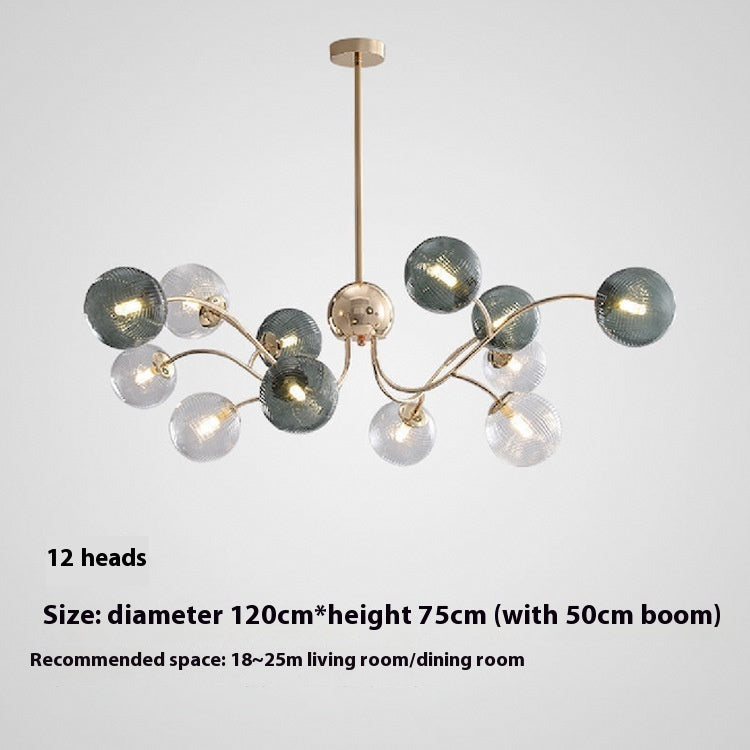 Nordic Green 6–12 Light Chandelier / 12 Heads / Tri colored light