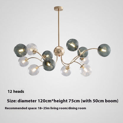 Nordic Green 6–12 Light Chandelier / 12 Heads / Tri colored light